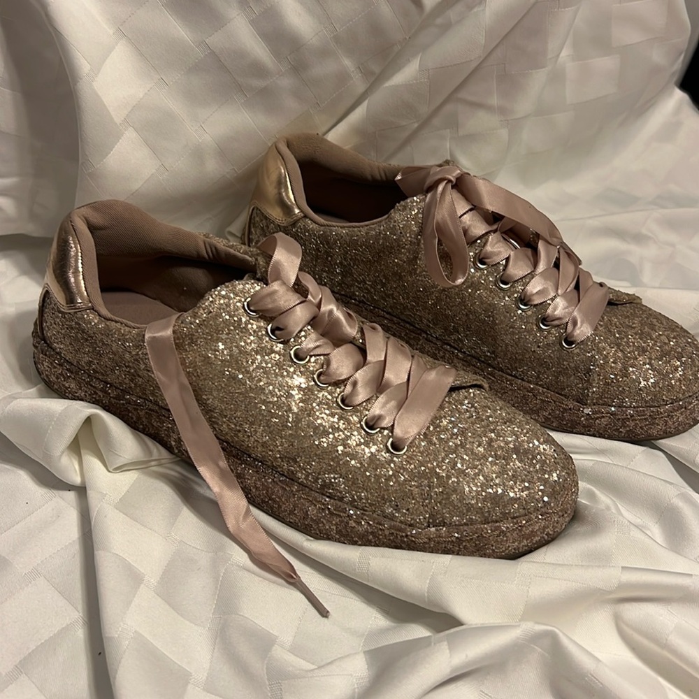 Rose gold glittered sneakers